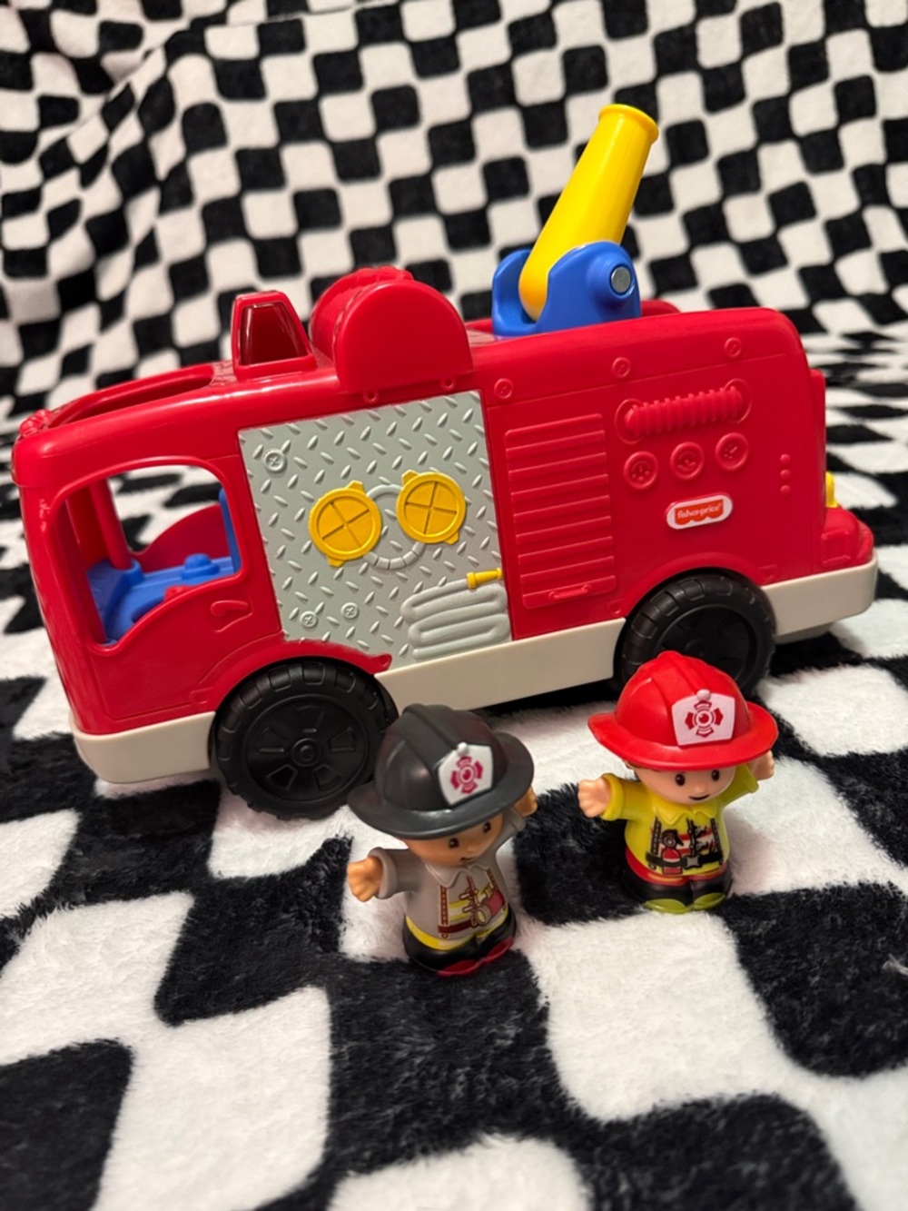 Fisher-Price Red and Yellow Fire Truck Playset with Two Firefighter Figures